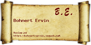 Bohnert Ervin névjegykártya